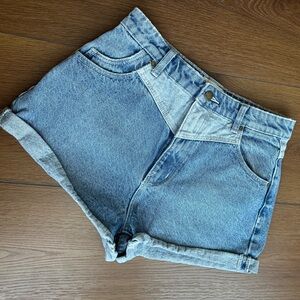 Rolla's high rise slim Two-Tone Blue Jean Shorts